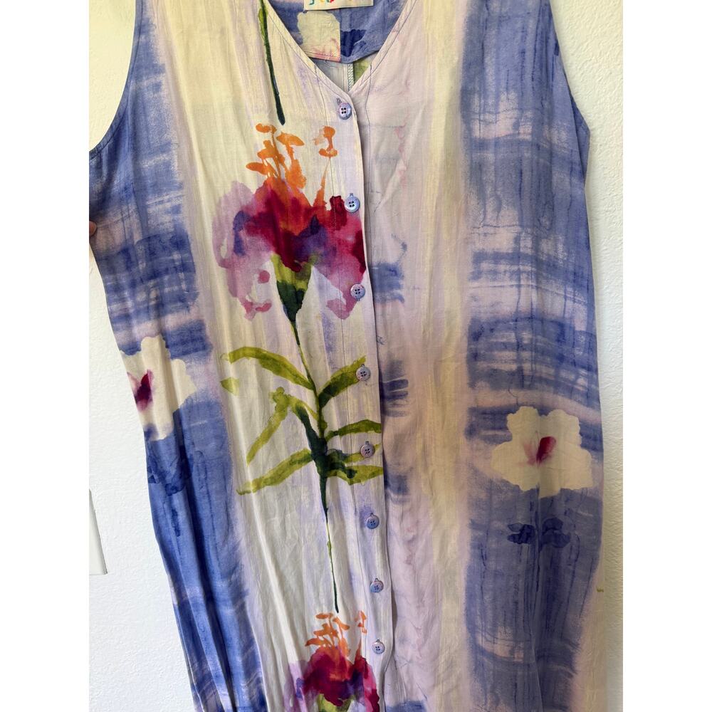 Jams World Arabella Button Down Midi Dress Sz XL Tropical Y2K Vacation Resort - Picture 4 of 8